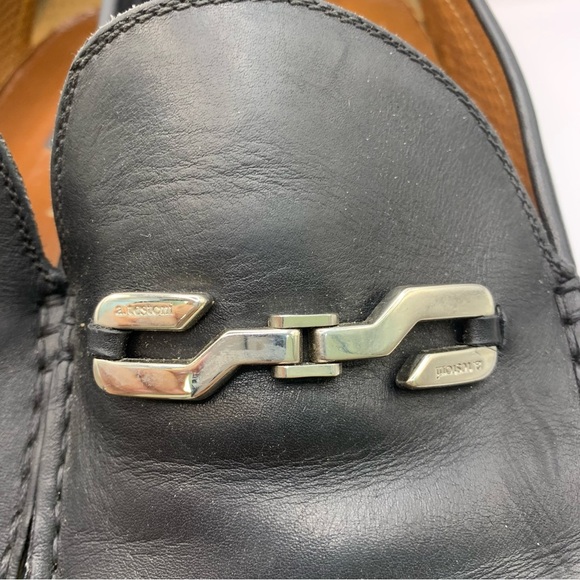 A. Testoni Basic Mens Black Pebbled Buckle Leather Loafer Shoes Size 10.5 - Picture 9 of 12